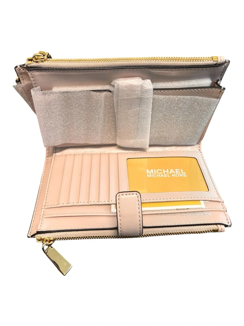 Michael Kors Jet Set Soft Pink Pebbled Leather Wristlet with Gold Logo